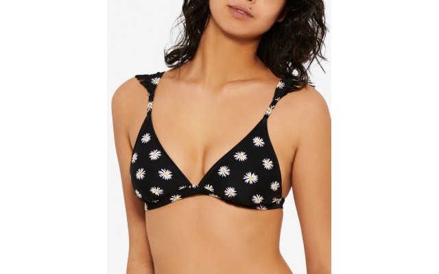  Juniors’ Daisy Dot Ruffled Bikini Top, Medium, Black