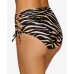  Juniors Eternal Animal High-Waist Side-Tie Bikini Bottoms, Small, Black