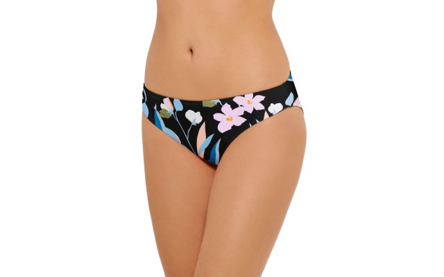  Juniors’ Flourishing Floral Hipster Bikini Bottoms, Black, S