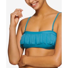 Hula Honey Juniors’ Fringe Bandeau Swim Top, Blue, Large