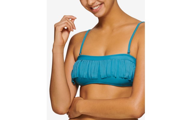  Juniors' Fringe Bandeau Swim Top, Light Blue, Light Blue, S