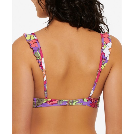  Juniors’ Impressionist Bloom Bikini Top, Small, Multicolor