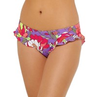 Hula Honey Juniors’ Impressionist Ruffled Bikini Bottoms, Purple multi, Medium