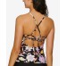  Juniors’ Luna Floral Strappy Bikini Tankini Top, Black, M