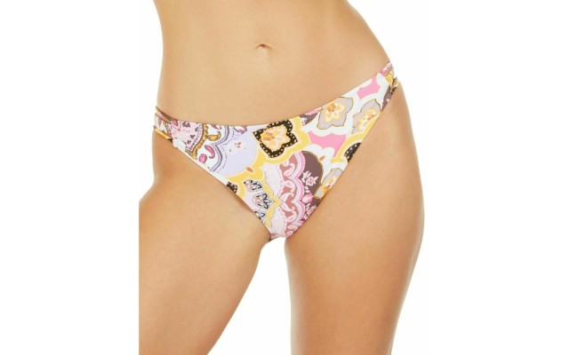  Juniors’ Paisley Party Printed Hipster Bikini Bottoms, Purple-Lilac, X-Large