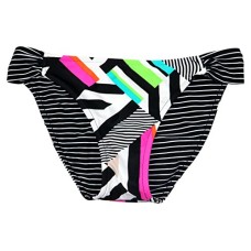 Hula Honey Juniors Printed Reversible Hipster Bikini Bottom, Black, Small
