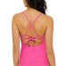  Juniors’ Strappy Tankini Top, Pink, X-Small