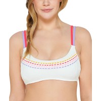 Hula Honey Juniors’ Textured Bralette Bikini Top, Large, White