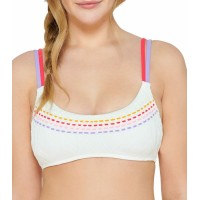 Hula Honey Juniors’ Textured Bralette Bikini Top, White, X-Large