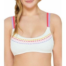 Hula Honey Juniors’ Textured Bralette Bikini Top, White, X-Large