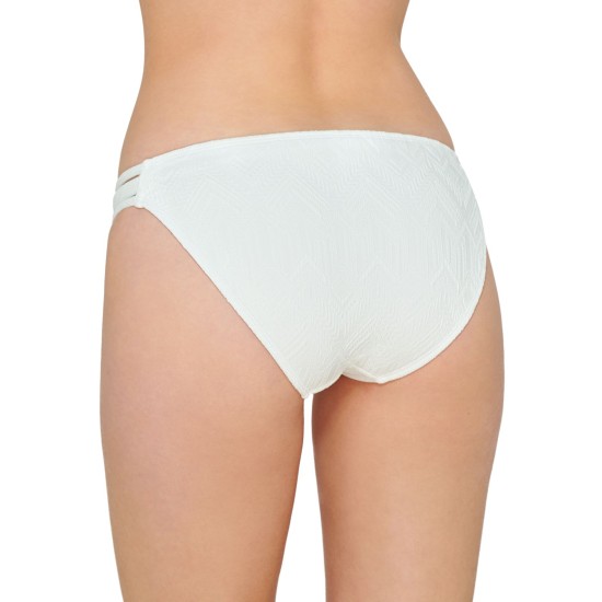  Juniors Textured Strappy Hipster Bikini Bottoms, X-Large, White