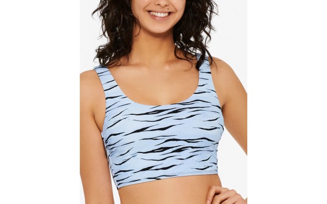  Juniors’ Wild Cat Bikini Top,Blue, Small