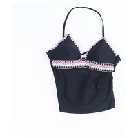 Hula Honey Juniors’ Zig Zag Zink Tankini Top, Black, XS