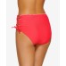  Juniors’ Zig-Zag Zinc Cheeky High-Waist Bikini Bottom, Red, X-Small