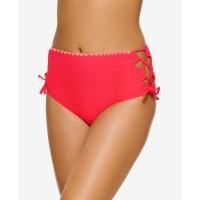 Hula Honey Juniors’ Zig-Zag Zinc Cheeky High-Waist Bikini Bottom, Red, X-Small