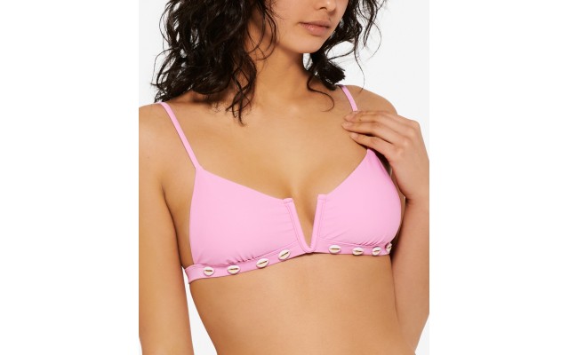  Juniors’ Shell-Trim Bikini Top, Light Purple, Light Purple, Large
