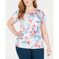 Ideology Floral-Printed Keyhole-Back T-Shirt
