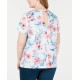  Floral-Printed Keyhole-Back T-Shirt