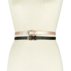 INC International Concepts 2-for-1 Solid Belts, Black/Pink, XL
