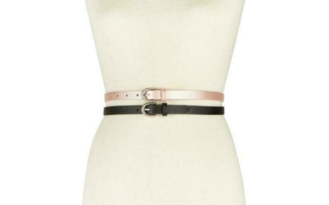  2-for-1 Solid Belts, Black/Pink, XL