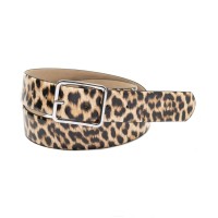 INC International Concepts Animal Print Panel Belt, Brown- Small