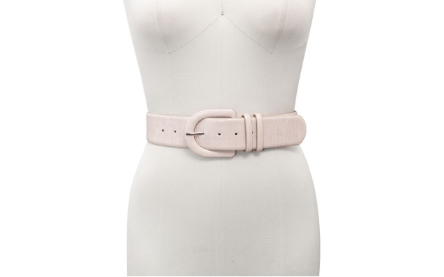  Croc-Embossed Stretch Belt With Covered Buckle,