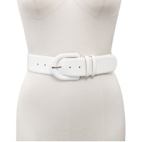INC International Concepts Croc-Embossed Stretch Belt With Covered Buckle, White, S/M