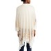  Floral Border Knit Ruana, Brown