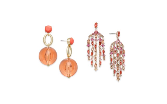  International Concepts Gold-Tone Coral Stone & Bead, Rose Gold Stone Chandelier – 2 Pack