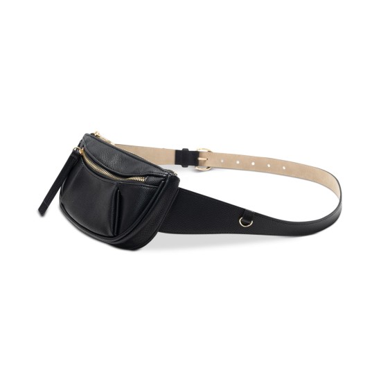 Pebbled Belt Bag, Black,S