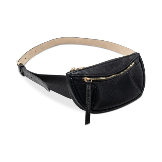  Pebbled Belt Bag, Black, XL