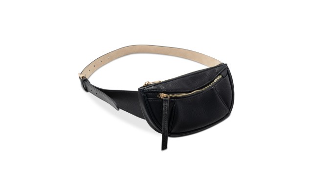  Pebbled Belt Bag, Black, XL