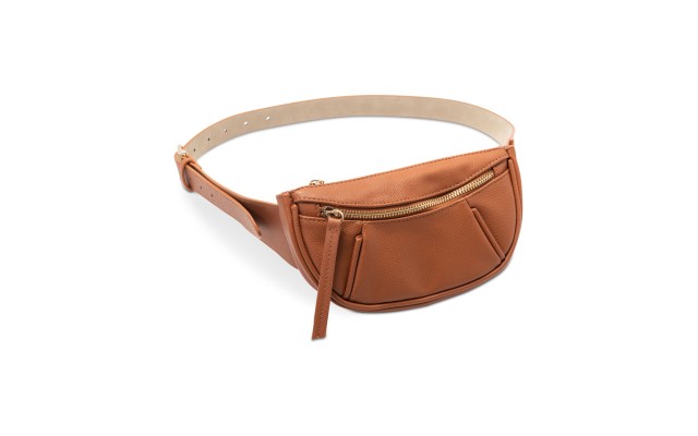  Pebbled Belt Bag, Brown, XL