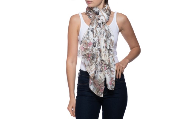 Secret Garden Wrap Scarf, White