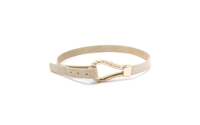  Women’s Fabric Pullback Panel Belt, 38, Gold