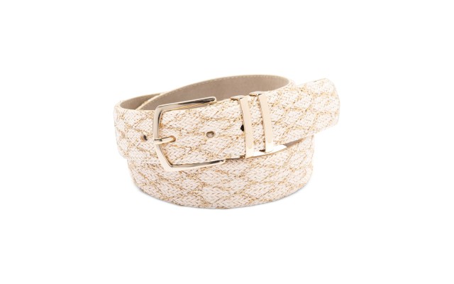  Woven Metallic Fabric Panel Belt