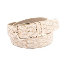 INC International Concepts Woven Metallic Fabric Panel Belt, Medium, Gold