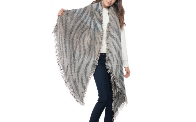  Zebra-print Sequinned Blanket Wrap Natural