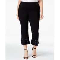 INC Womens Plus Size Ponte Studded Capri Pants, Black 24W