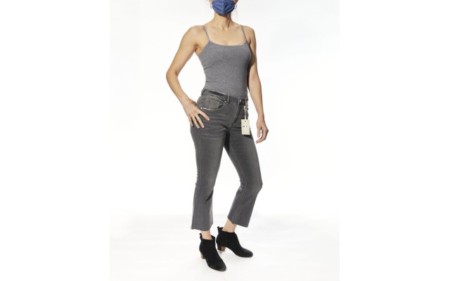 Women’s High Rise Cropped Flare Jeans, Gray, Size 27