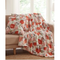 Infinity Home 3 PC Family Story Decorative Pillows and Throw Set, Pink
