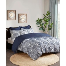 INK+IVY Ellipse King/California King 3 Piece Cotton Jacquard Comforter Set, Blue
