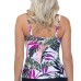  Aloha Palms Printed Tankini Top,White/Multi,6