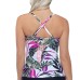  Aloha Palms Printed Tankini Top,White/Multi,6