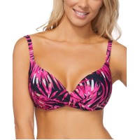 Island Escape Beach Bound Printed Gemini Bikini Top, Pink, 14