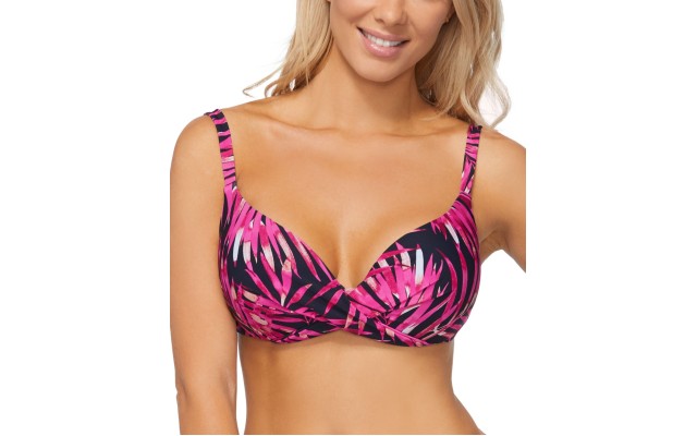  Beach Bound Printed Gemini Bikini Top, Pink, 14