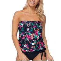 Island Escape Dahlia Floral Coral Gables Printed Tankini Top, 8, Multicolor