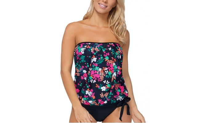  Dahlia Floral Coral Gables Printed Tankini Top, 8, Multicolor