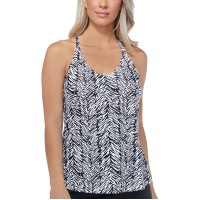 Island Escape Eye Of The Tiger Printed Underwire Tankini Top, 14, Multicolor