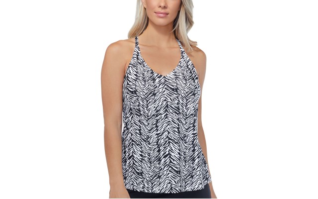  Eye Of The Tiger Printed Underwire Tankini Top, 14, Multicolor